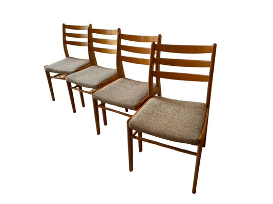 4 Vintage Mid Century Modern Danish Teak Ladderback Dining Chairs KV232-18