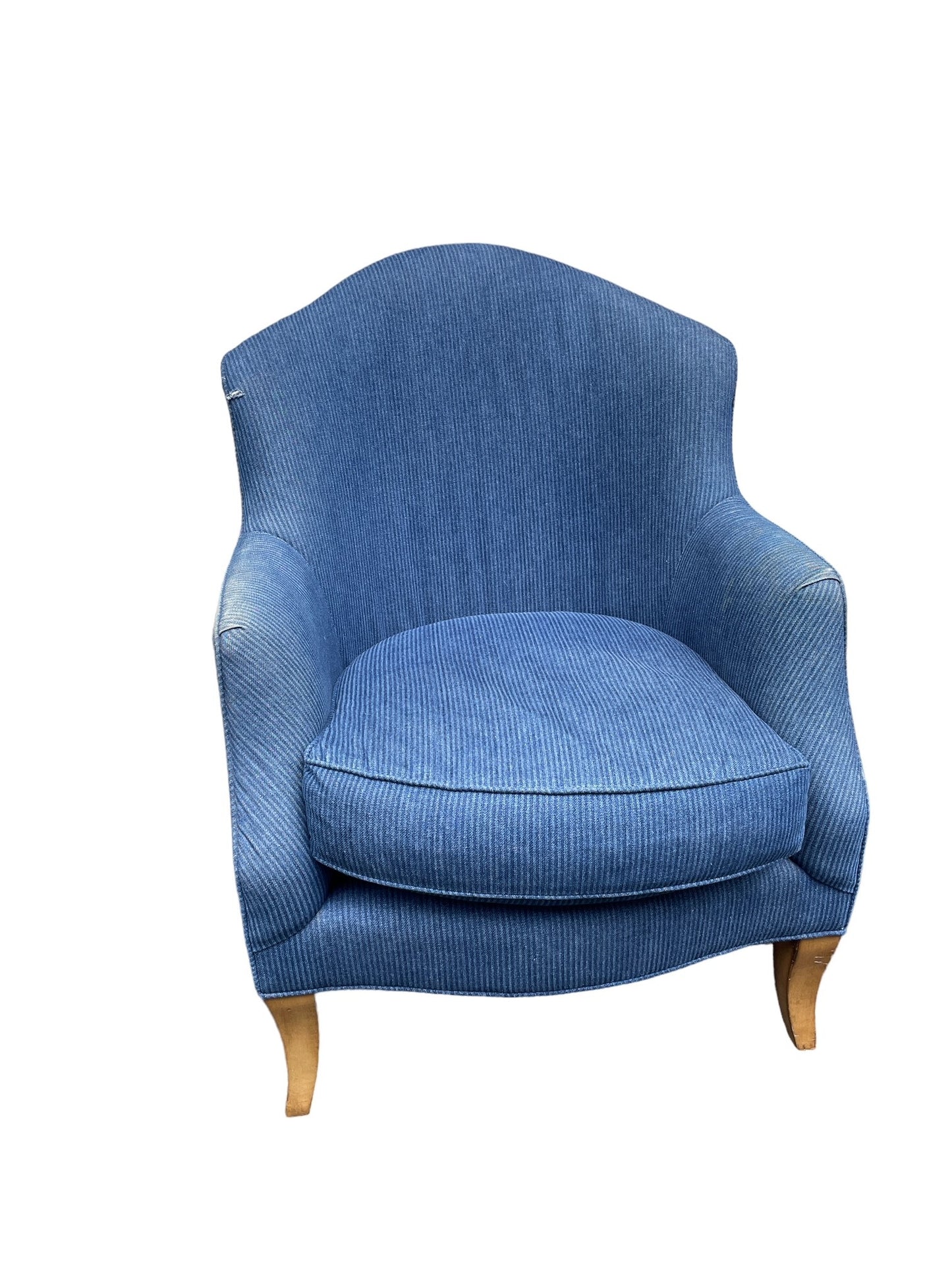 Custom Stroheim Upholstered Classics Denim Chair & Ottoman Chair LY200-9