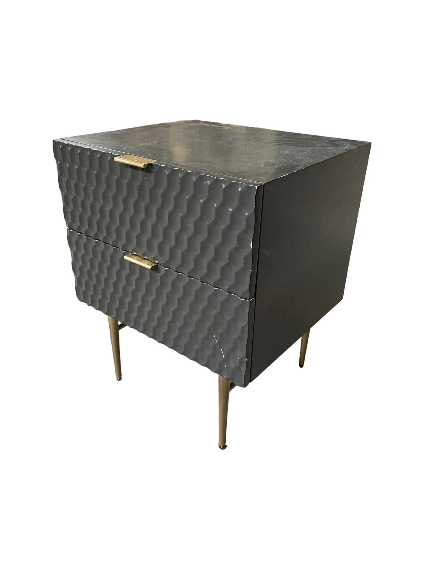 West Elm Audrey Gray Metal 2 Drawer Night Stand / End Table HOP104-43