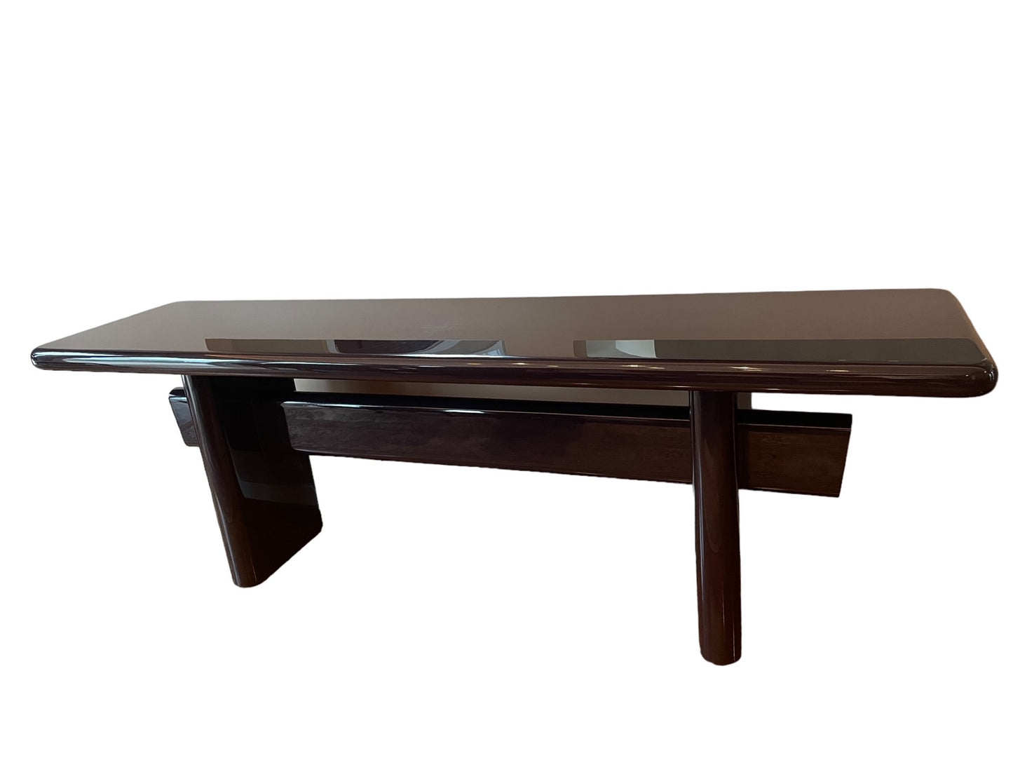 Karl Springer Black Lacquer Trestle Console Table LG223-1