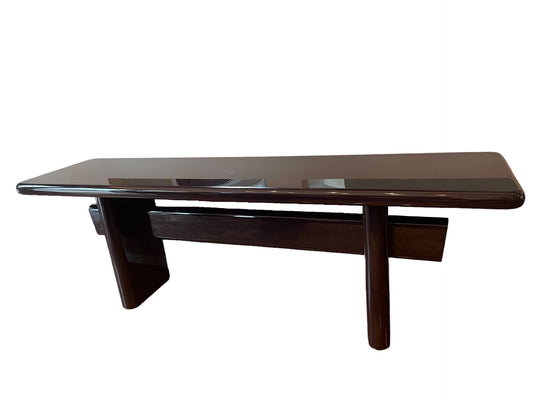 Karl Springer Black Lacquer Trestle Console Table LG223-1