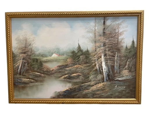 H Wilson Vintage Landscape Original Oil Painting Signed EK221-60