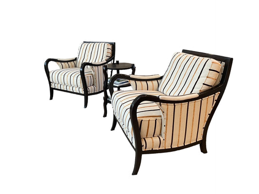 Pair Custom Ferguson Copeland Striped Soho Club Chairs LG223-4