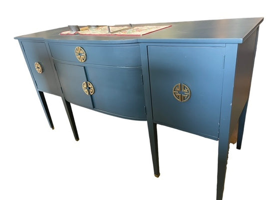 Blue Custom Painted Large Wood Sideboard Server Buffet Cabinet EK221-15