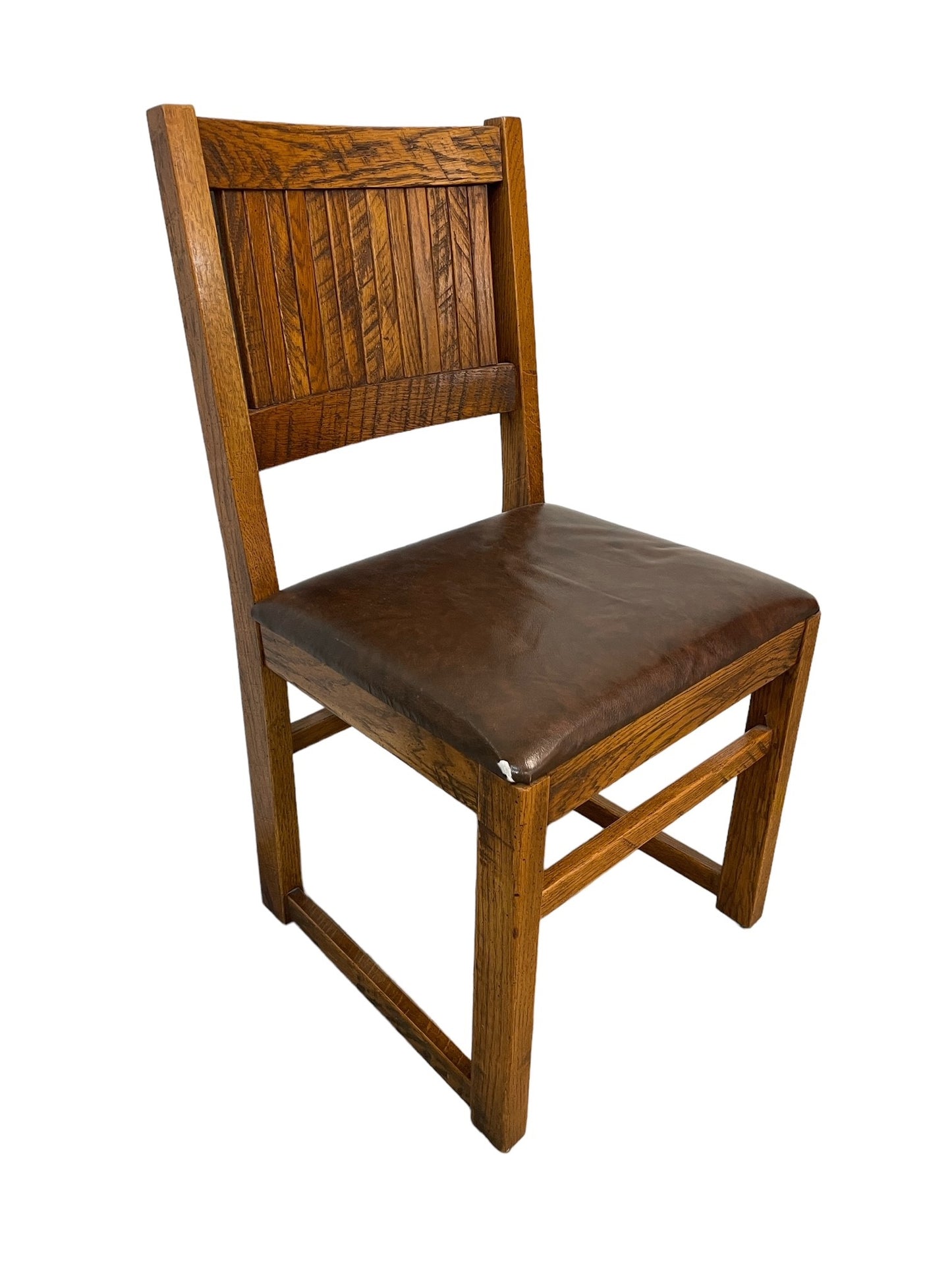 Vintage Mission-Style Slat Back Solid Oak Chair EK221-38