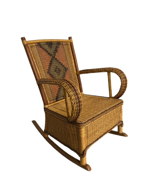 Rattan Bent Arm Rocker Chair w Woven Back Design KV232-43