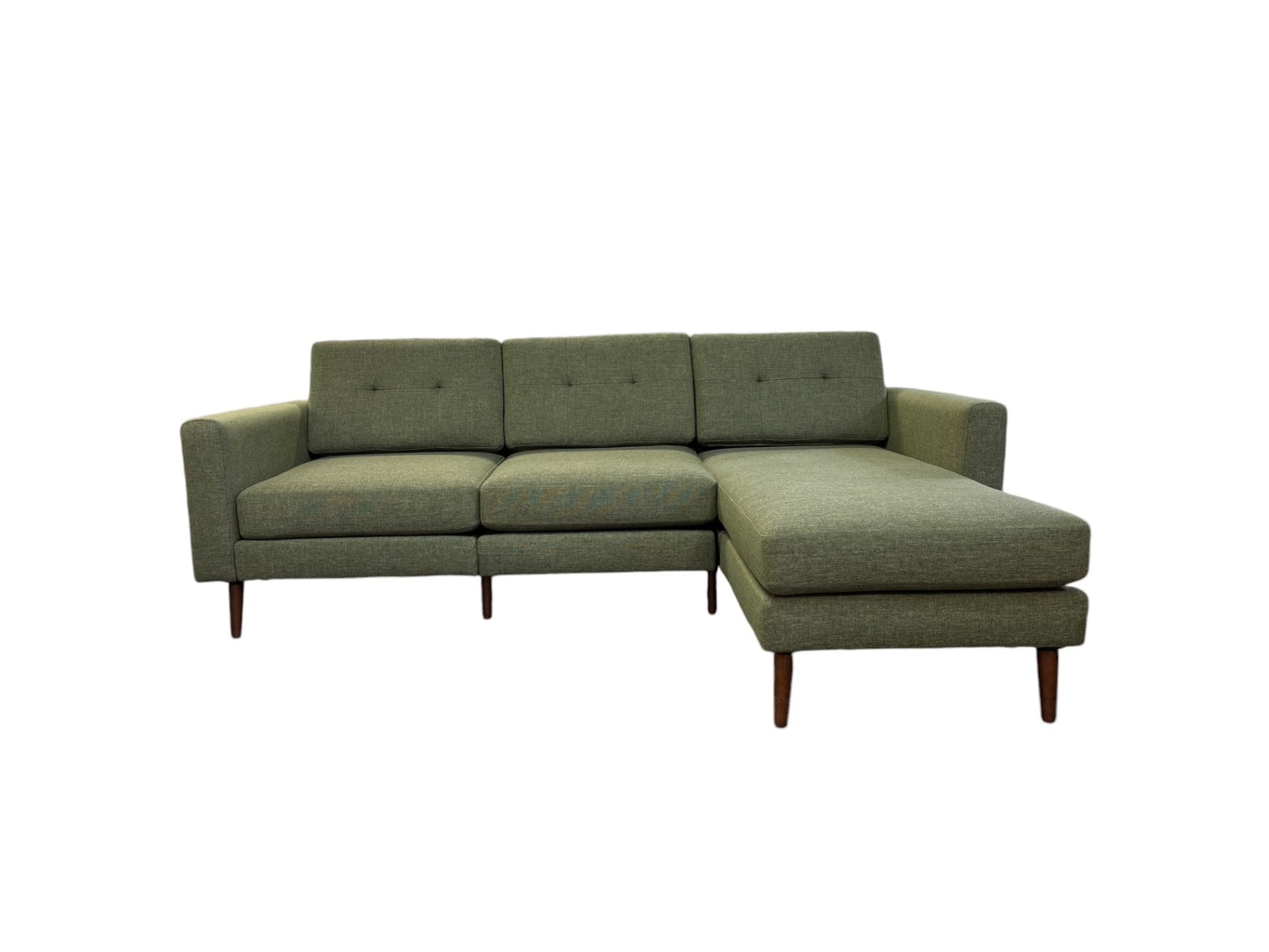 Burrow Moss Green Walnut Leg Block Nomad Sofa Chaise Sectional FFE258-208