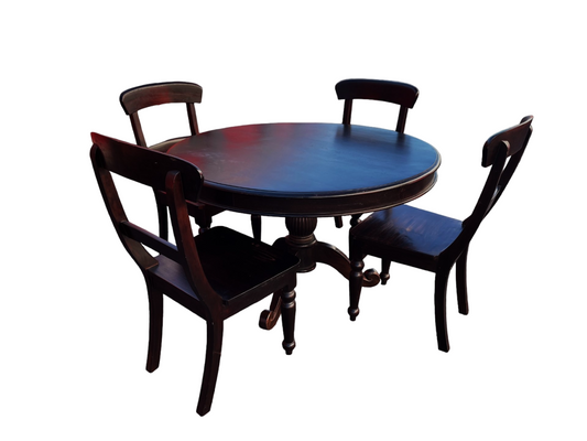 Crate & Barrel Black Pedestal Dining Table w 4 Chairs JW169-18