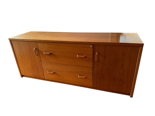Vintage Solid Teak Sun Cabinet Co Credenza Mid Century Office Cabinet KV232-22