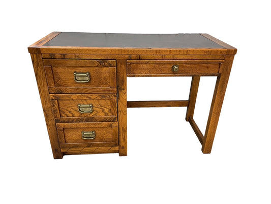 Vintage Young Finkle Mission Campaign Pedestal Desk w Lined Drawers EK221-37