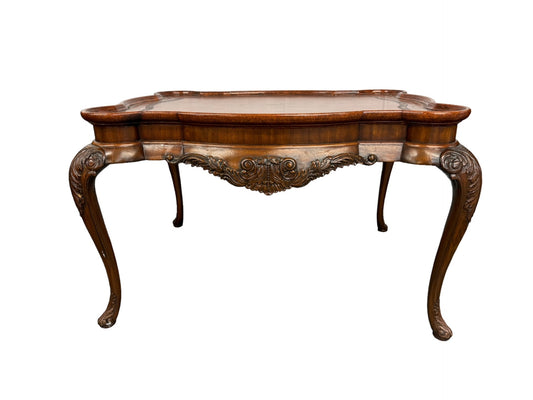 Maitland Smith Leather Top Tooled Coffee Chippendale Style Coffee Table EK221-100