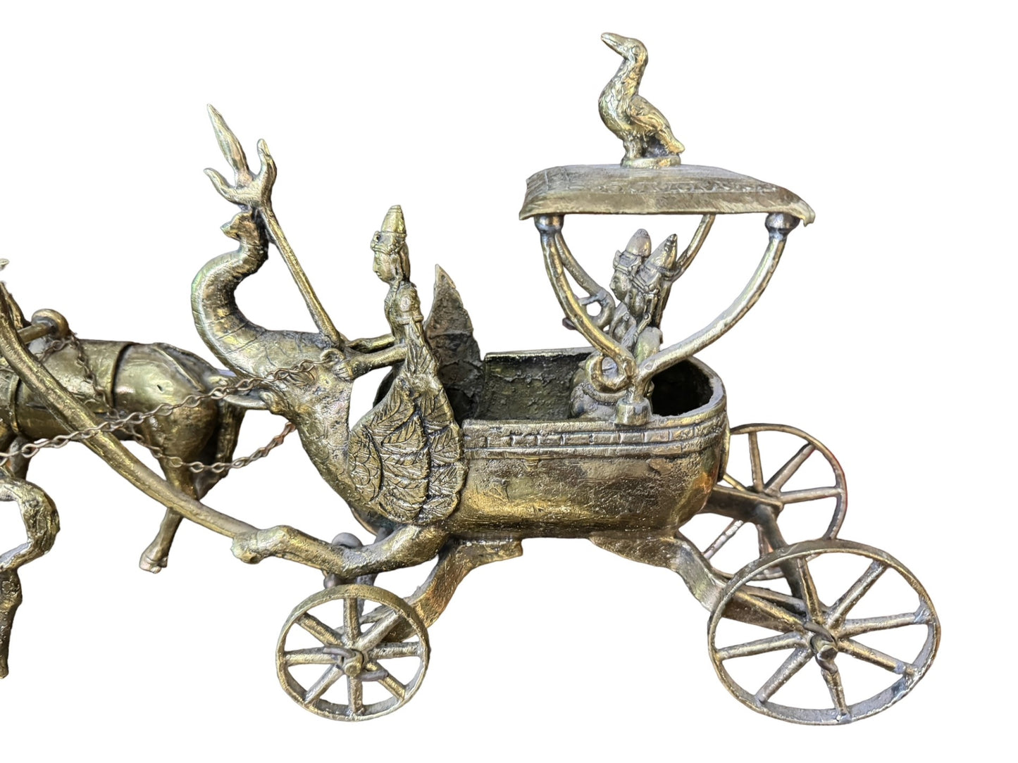 Vintage Brass 2 Horse Chariot Horse Carriage EK221-238