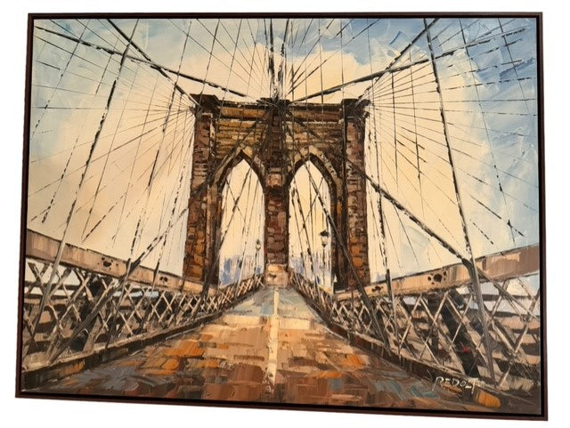 Pair of Large New York Bridge Redolfo Original Paintings ST100-69