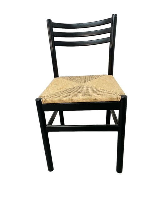 4 Black Bent Back Ladderback Rush Seat Dining Chairs EK221-45