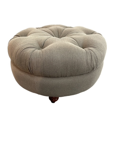 LaZBoy Furniture Tufted Round Grey Ottoman EK221-41