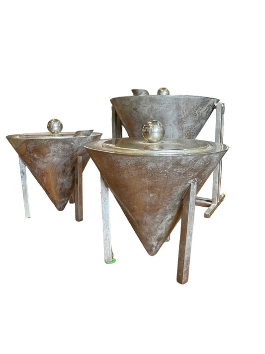 Steel Coffee Service by Montagnani Punto Bacola, Italy Art Deco Tea Set EK221-242