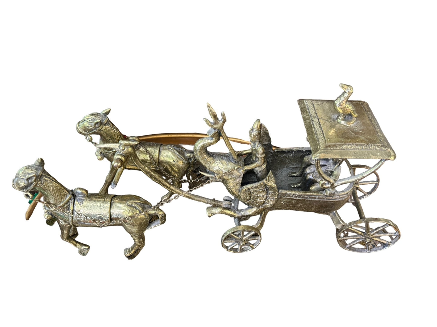 Vintage Brass 2 Horse Chariot Horse Carriage EK221-238