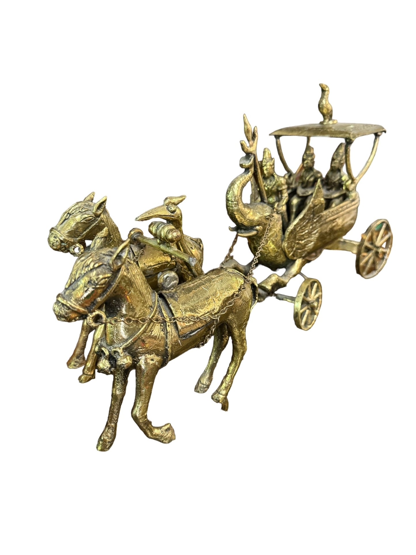 Vintage Brass 2 Horse Chariot Horse Carriage EK221-238