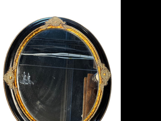 Vanguard Studios Oval Mirror w  Ornate Black & Gold Frame EK221-187