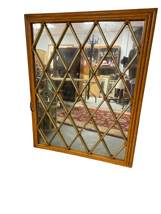 Vintage Gilded Harlequin Bamboo Framed Gold Large Mirror EK221-185