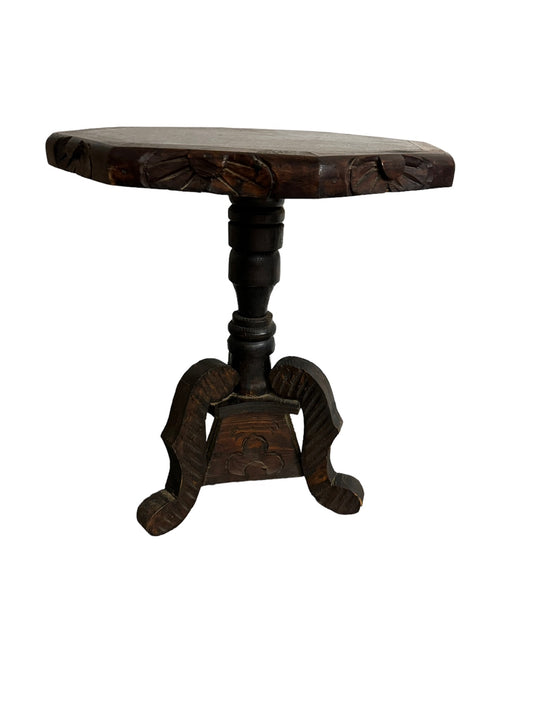 Hand Carved Wooden Spanish Side Wine Milking Stool Table Pedestal EK221-124