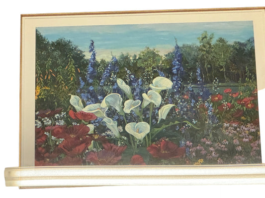 Framed John Powell Floral Riverwood Garden Signed Lithograph EK221-156