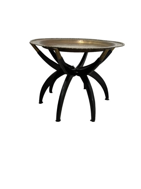 Mid Century Brass Tray & Wood Spider Table KV232-52