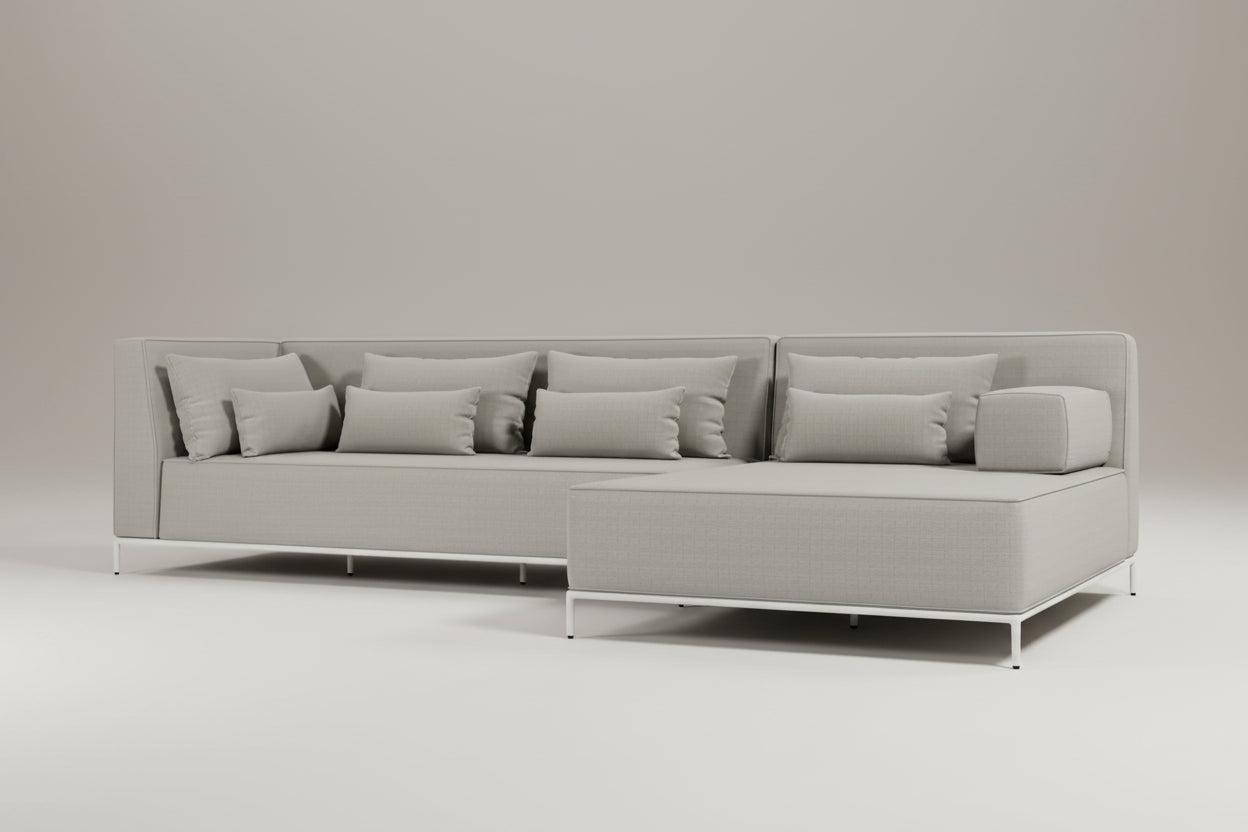 Modloft Cannes Outdoor Left Arm Sofa Couch in Taupe Fabric FFE-1543