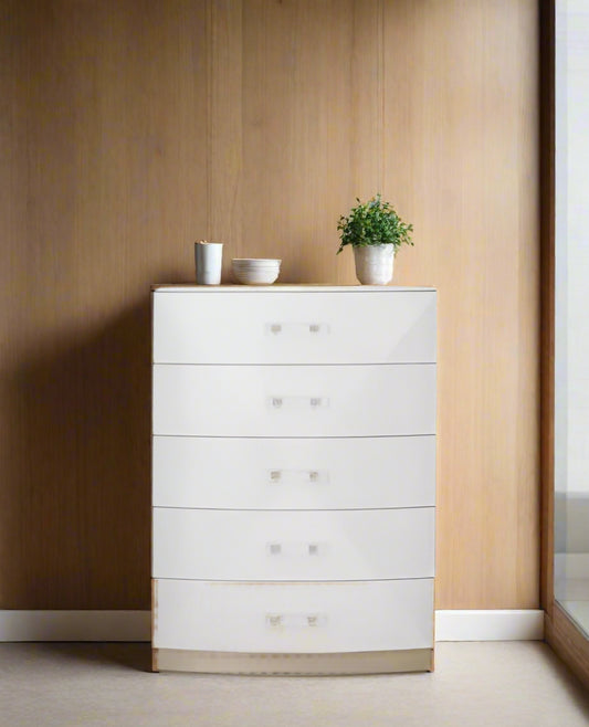 Bernhardt Lucille Modern Classic White Grey Wood Tall Tallboy Chest Dresser MB1-26