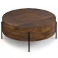 Rayburn SOLID MANGO 38" Urban Drum Coffee Table in Walnut Brown FFW-1011