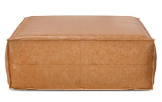 Brody Boho Distressed Brown XL Square Ottoman/Pouf Vegan Leather FFW258-648
