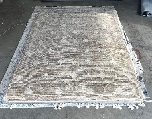 8x10 Hand Knotted Diamond Patterned Area Rug Camel/Cream HOP104-R9