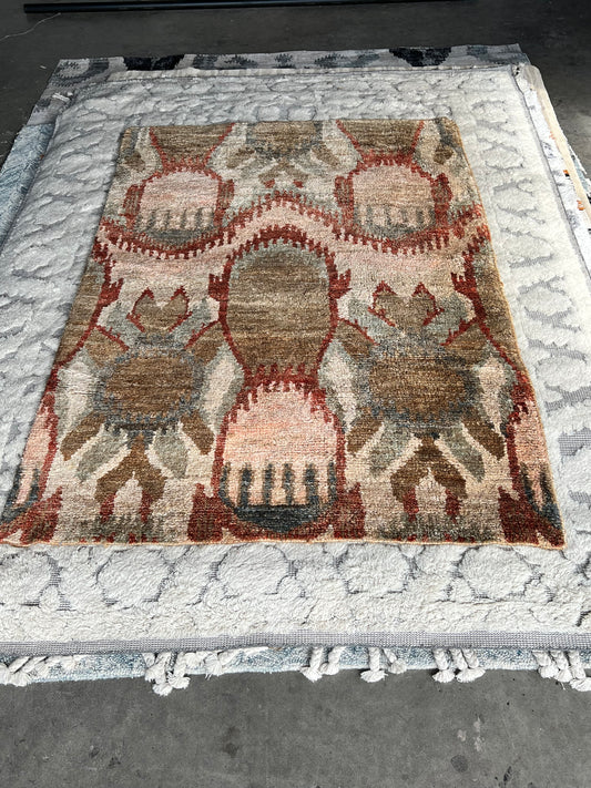 5 x 8 Area Rug in Tones of Orange, Sage, and Taupe - HOP104-R14