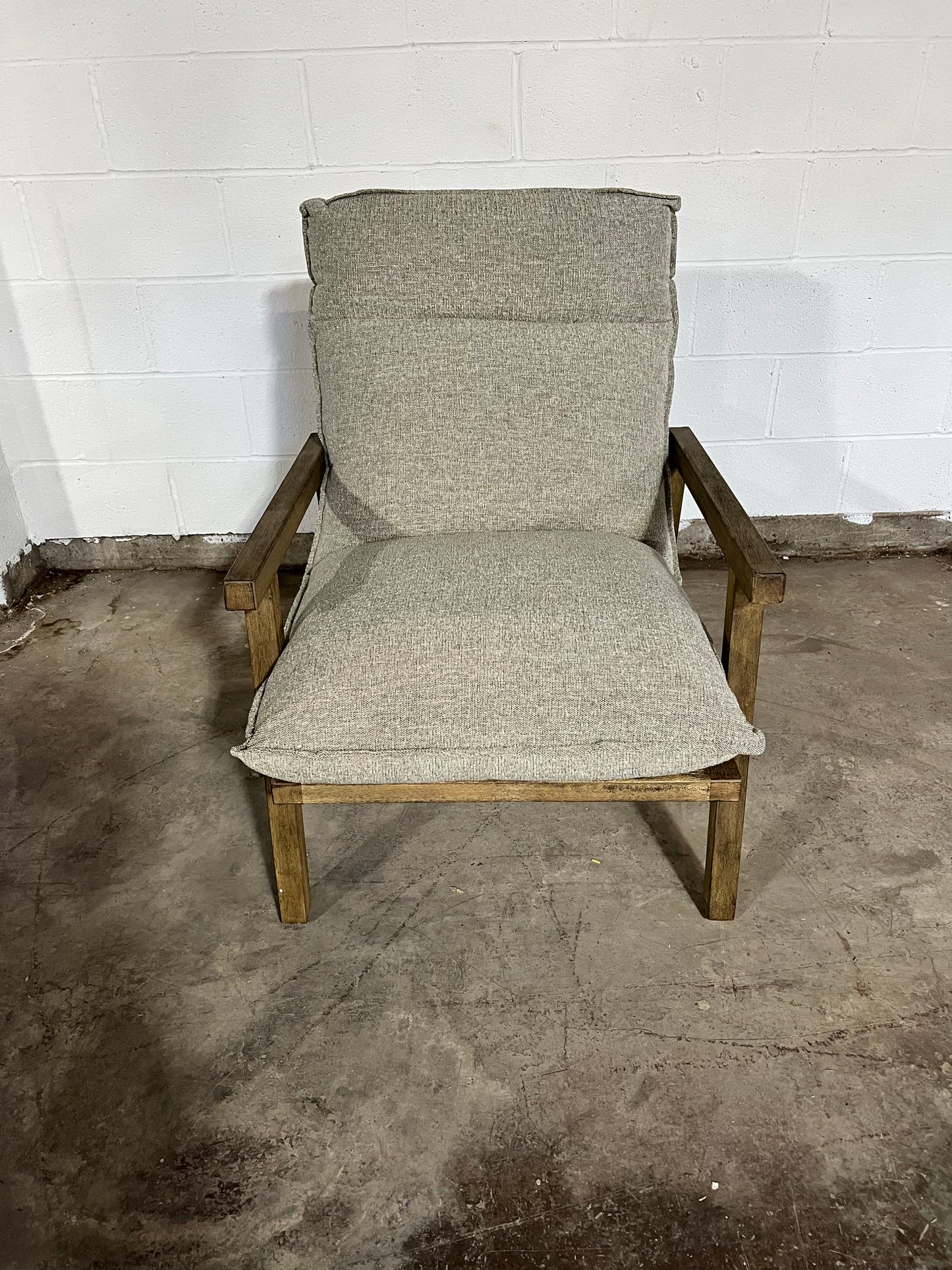 Wood Framed Chair in a Cream, Brown and Black Tweed  - HOP104-419