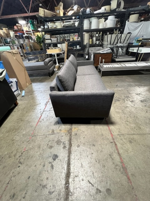 Modern 2 Cushion Square Arm 2 Cushion Sofa in Grey Weave HOP104-S03