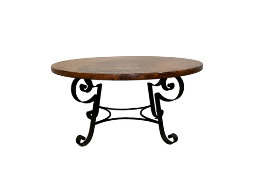 Arhaus Round Hammered Copper Coffee Table w Iron Base SH134-4