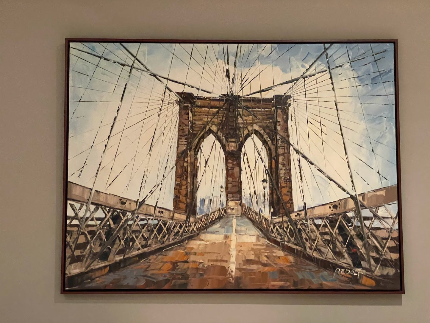 Pair of Large New York Bridge Redolfo Original Paintings ST100-69