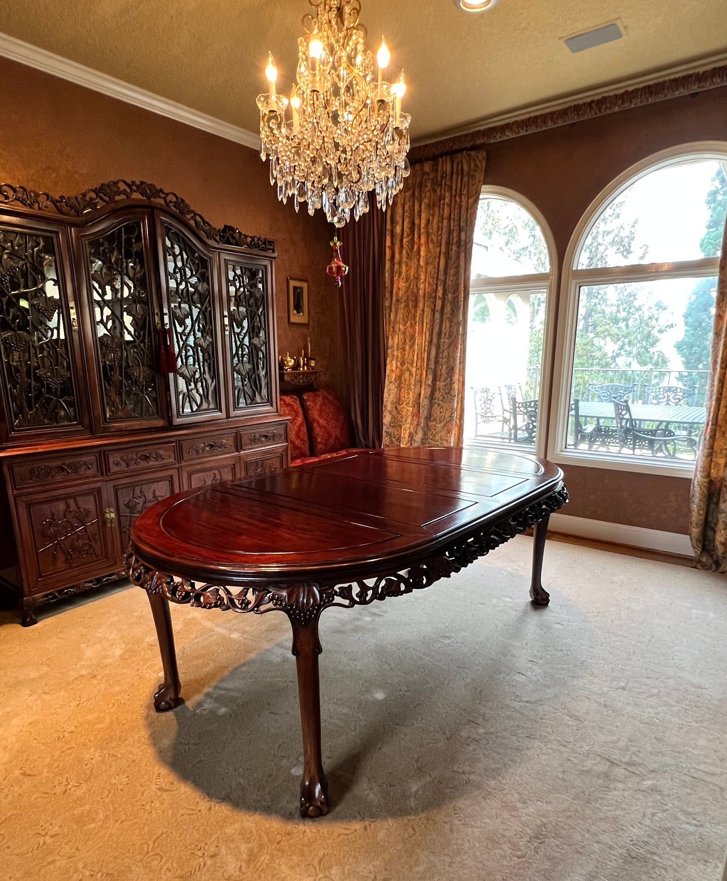 Gorgeous Vintage Chinese Carved Rosewood Dining Table PD138-12