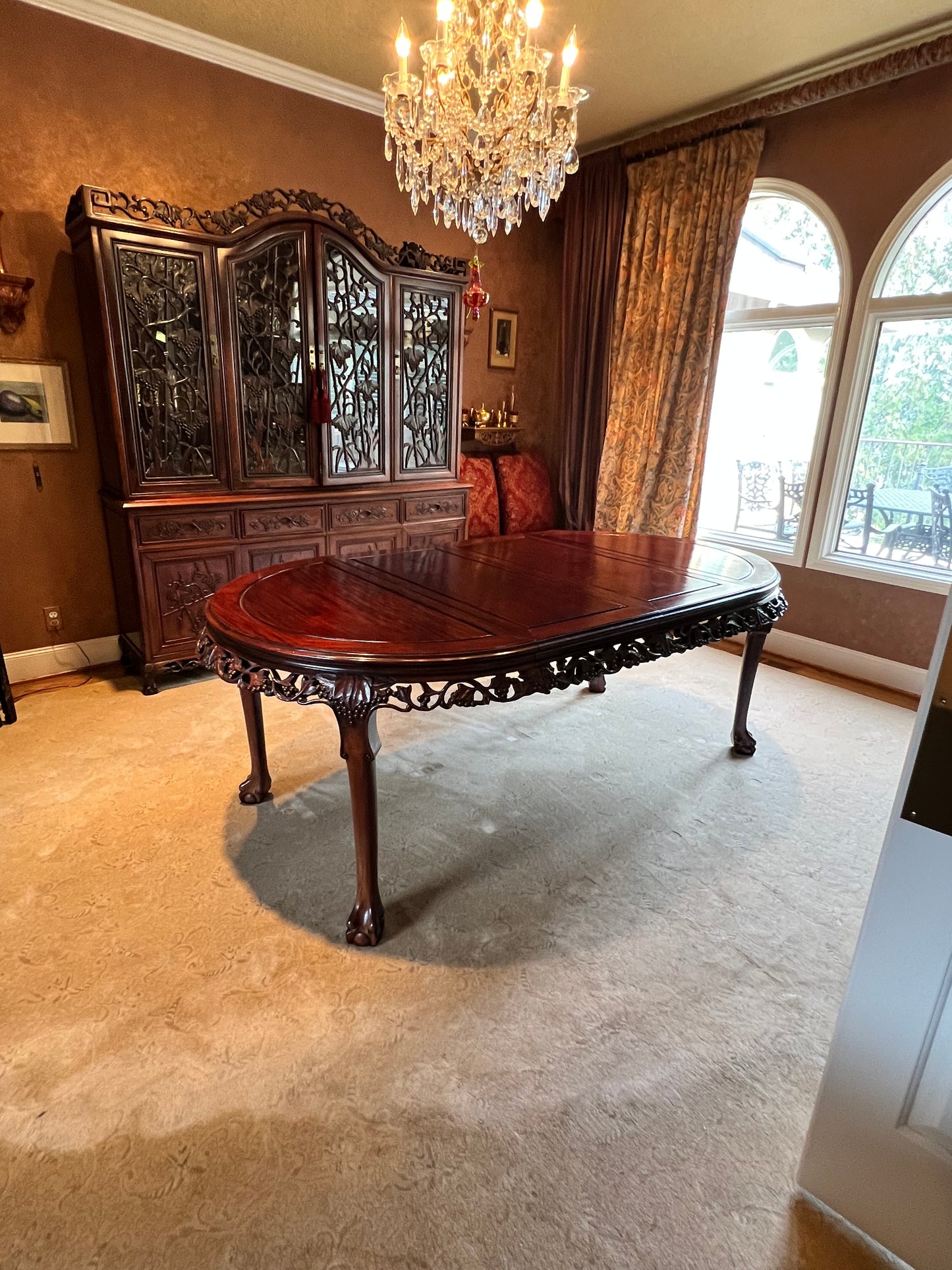 Gorgeous Vintage Chinese Carved Rosewood Dining Table PD138-12