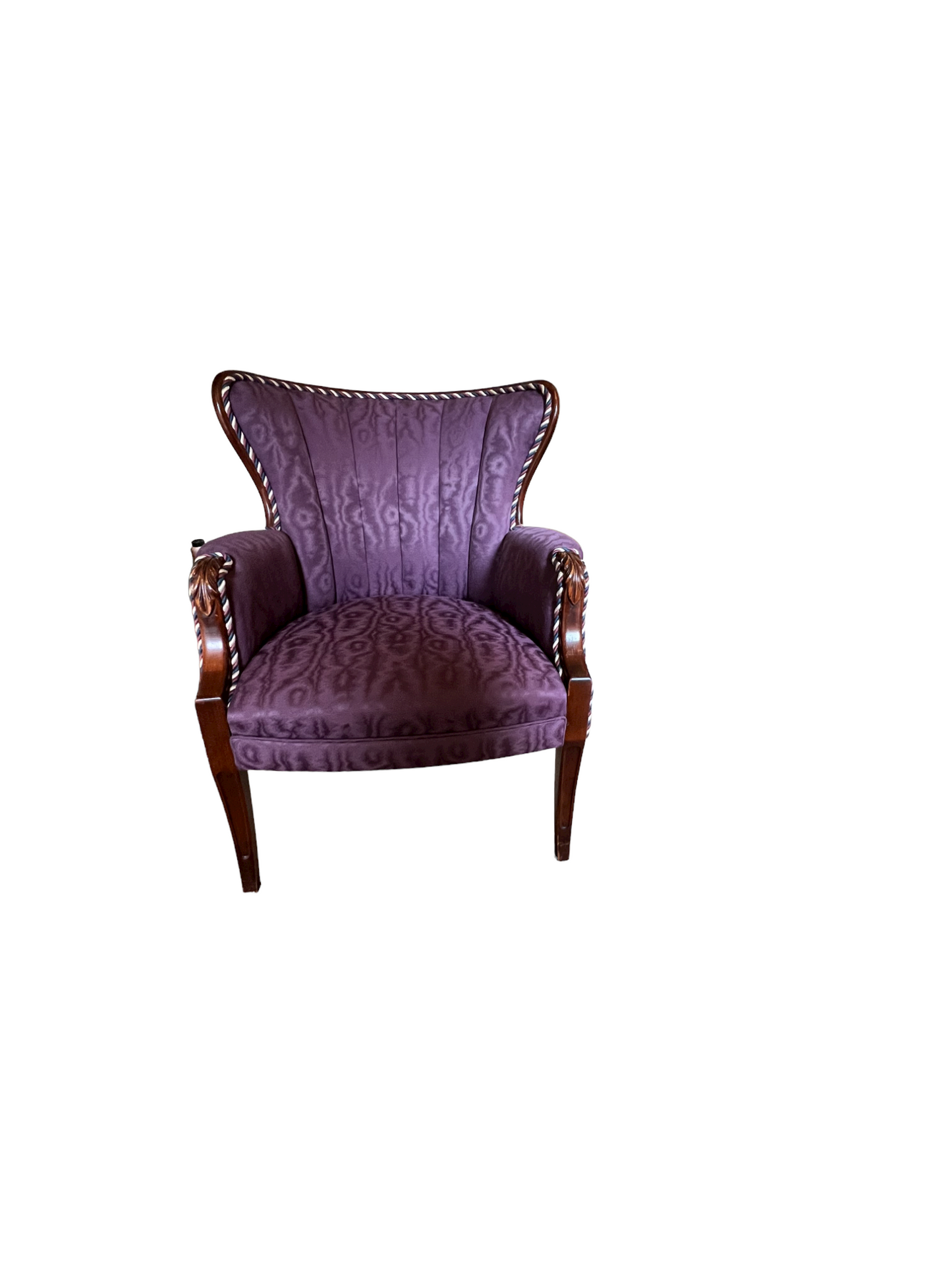 Channel Back Accent Butterfly Chair Purple Plum Moire Silk Taffeta PD138-17