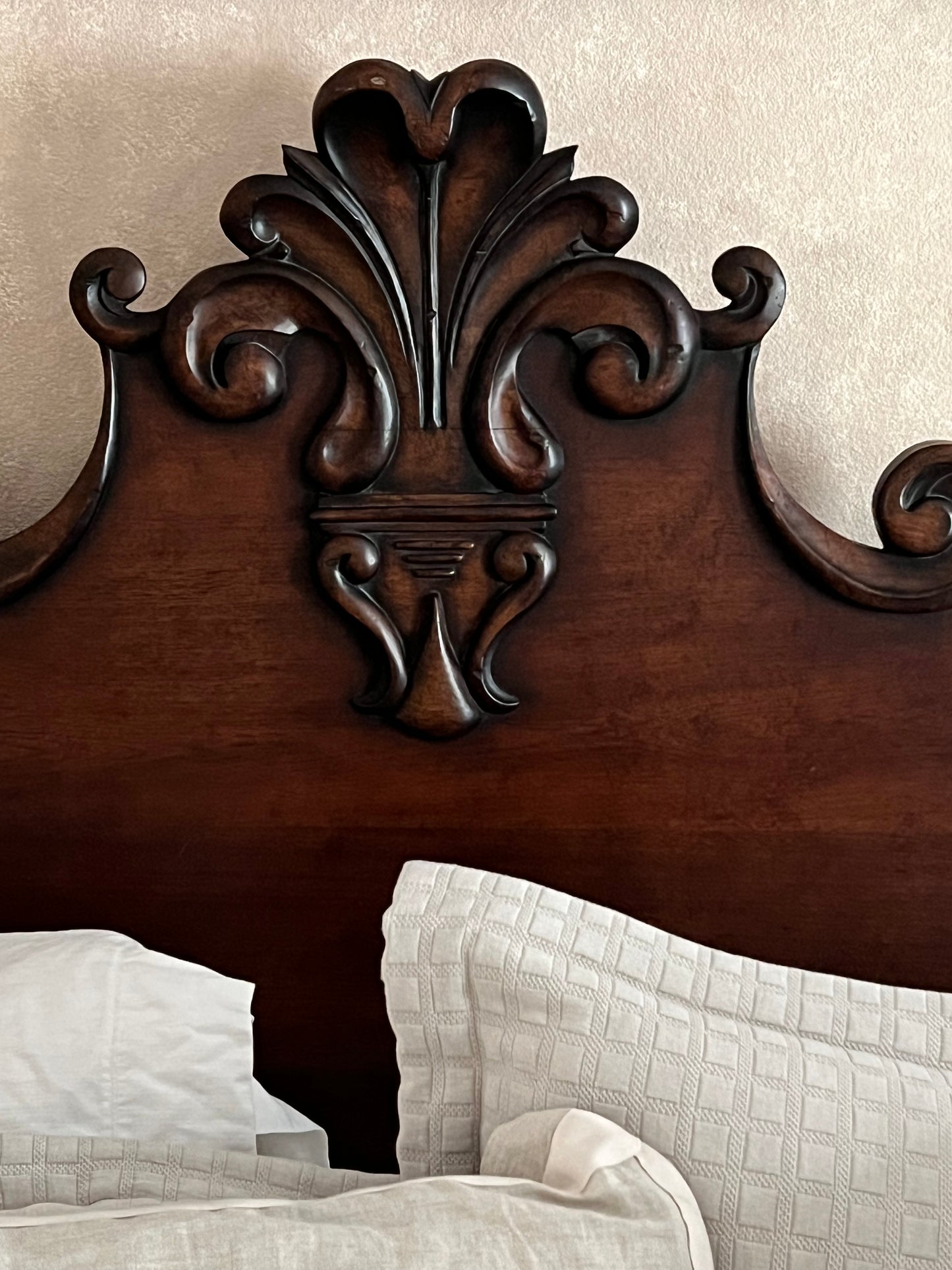 Turned Four Poster Carved Wood King Bed Frame w/Finials PD138-19