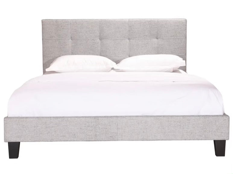 Moes Home Eliza Light Grey Queen Upholstered Platform Bed- HOP104-B07