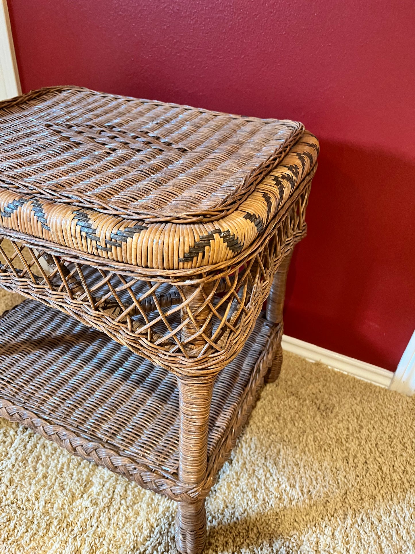 Two Toned Wicker Side Table/Nightstand PD138-40