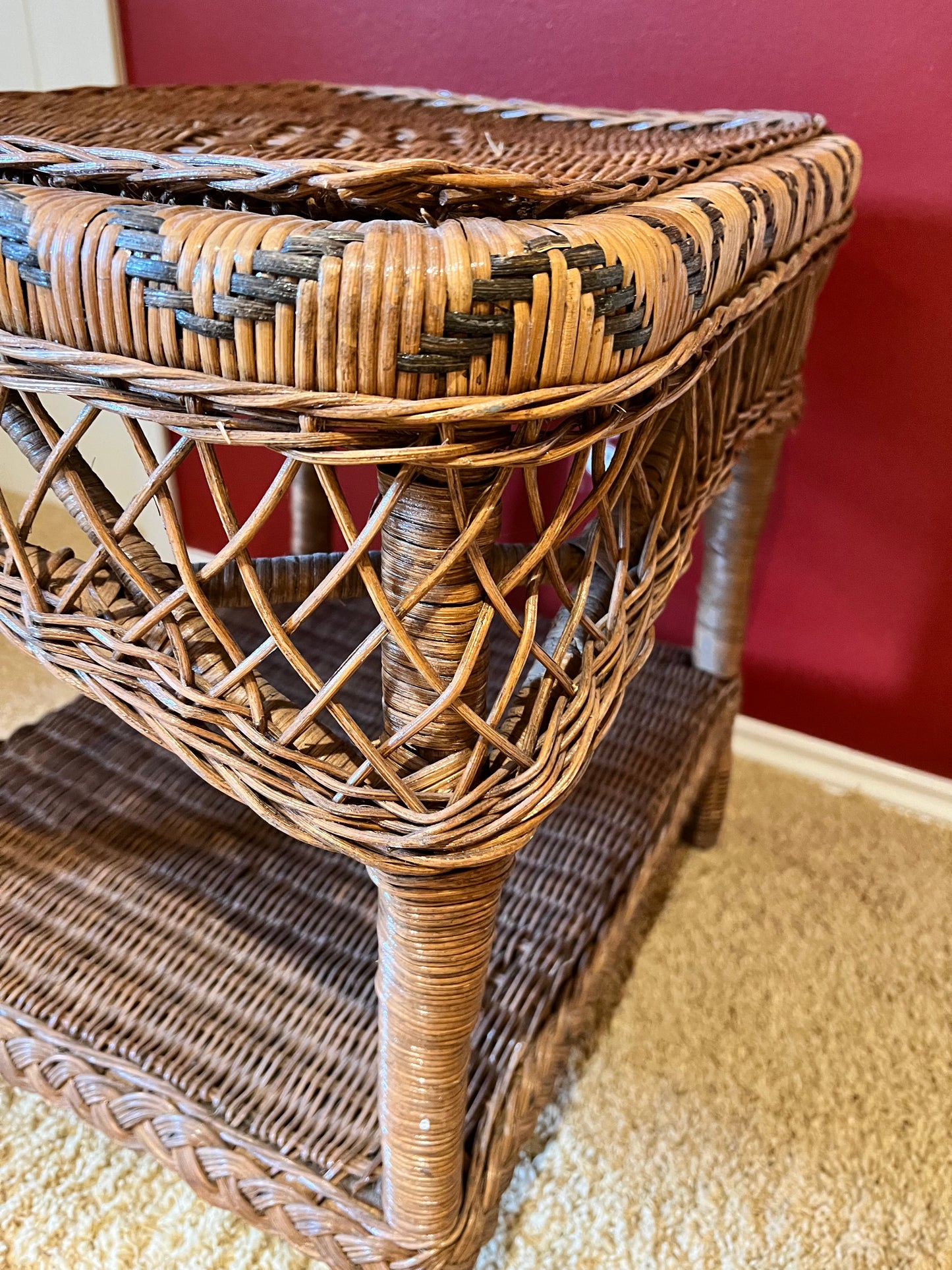 Two Toned Wicker Side Table/Nightstand PD138-40