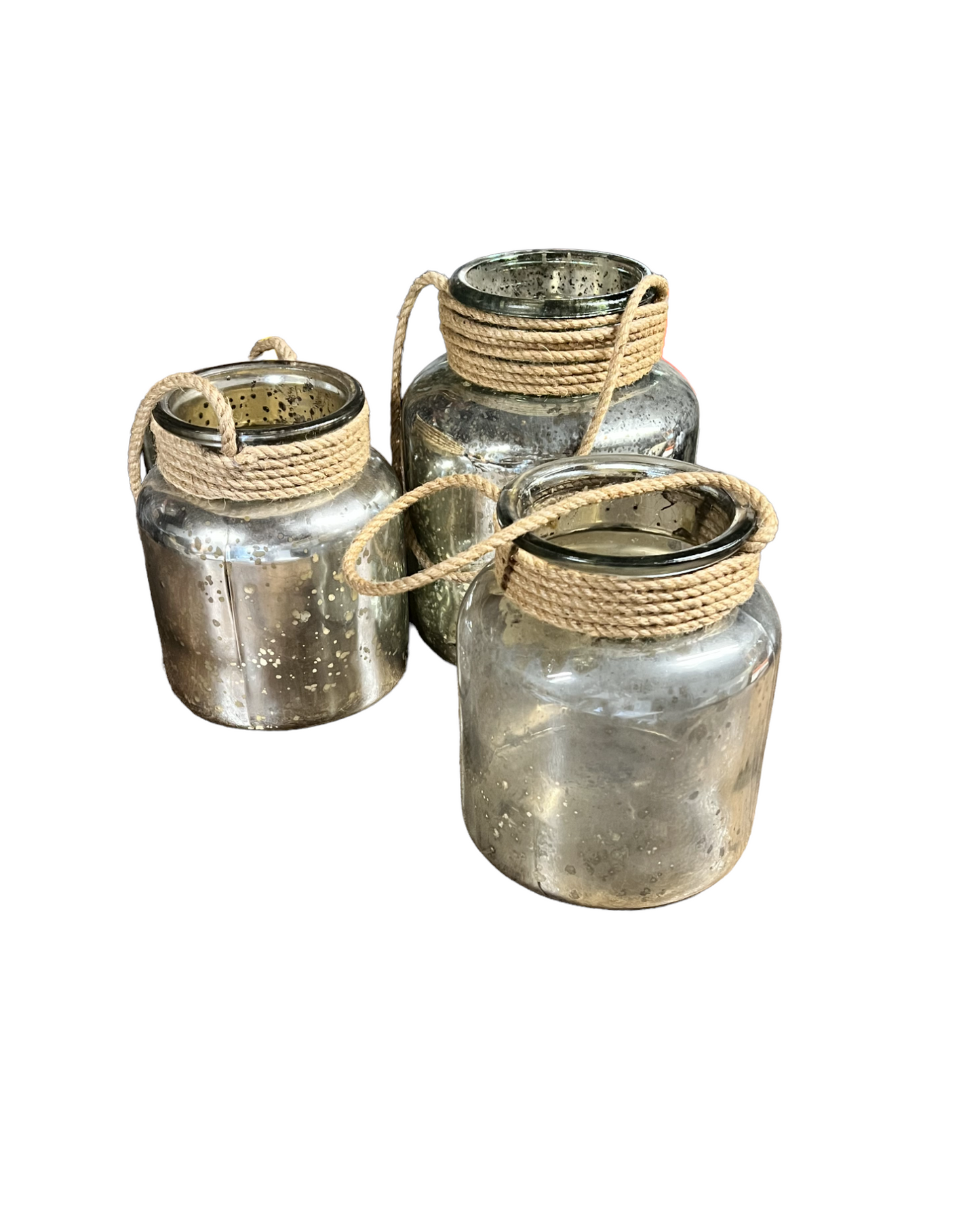 Set of Three Antique Mirrord Jars w/ Rope Handles JC155-12