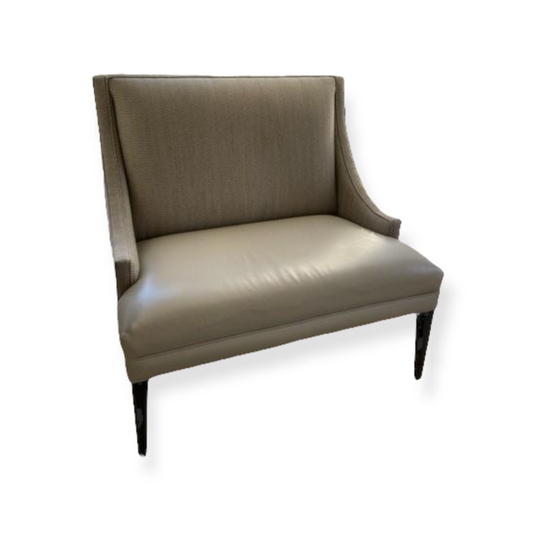 Grey/Ivory Leather Herringbone Wool Upholstery Lounge Chair GM38-10588