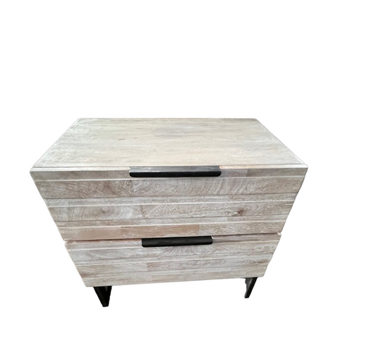 Pier 1 Imports 2-Drawer Wooden Antique white Nightstand- HOP104-1118-7