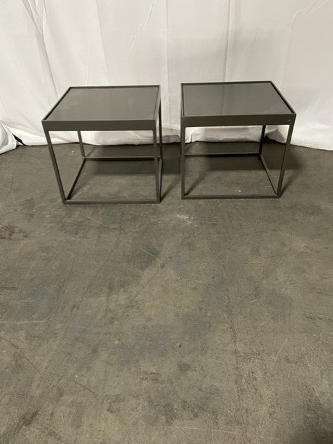 Pair of Square Industrial Metal End / Side Tables HOP104-2-65