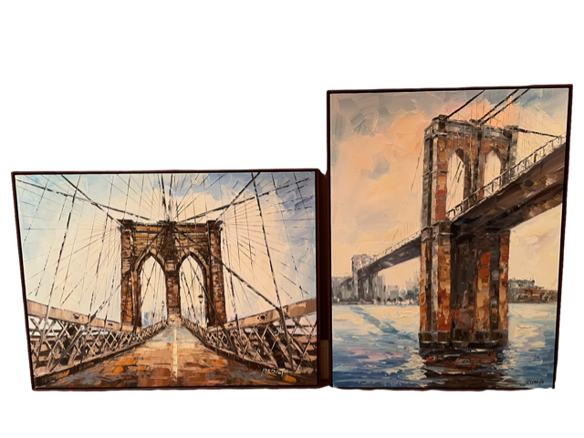 Pair of NYC Bridge Redolfo Original Paintings ST100-69