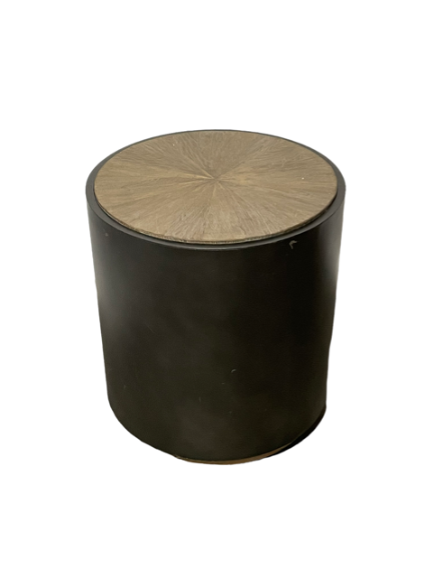Zain Rustic Lodge Radial Top Elm Black Banded Round Side Table HOP104-2-76